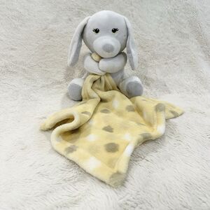 Little Beginnings Security Blanket White Yellow Plush Puppy Dog Polka Dot Lovey